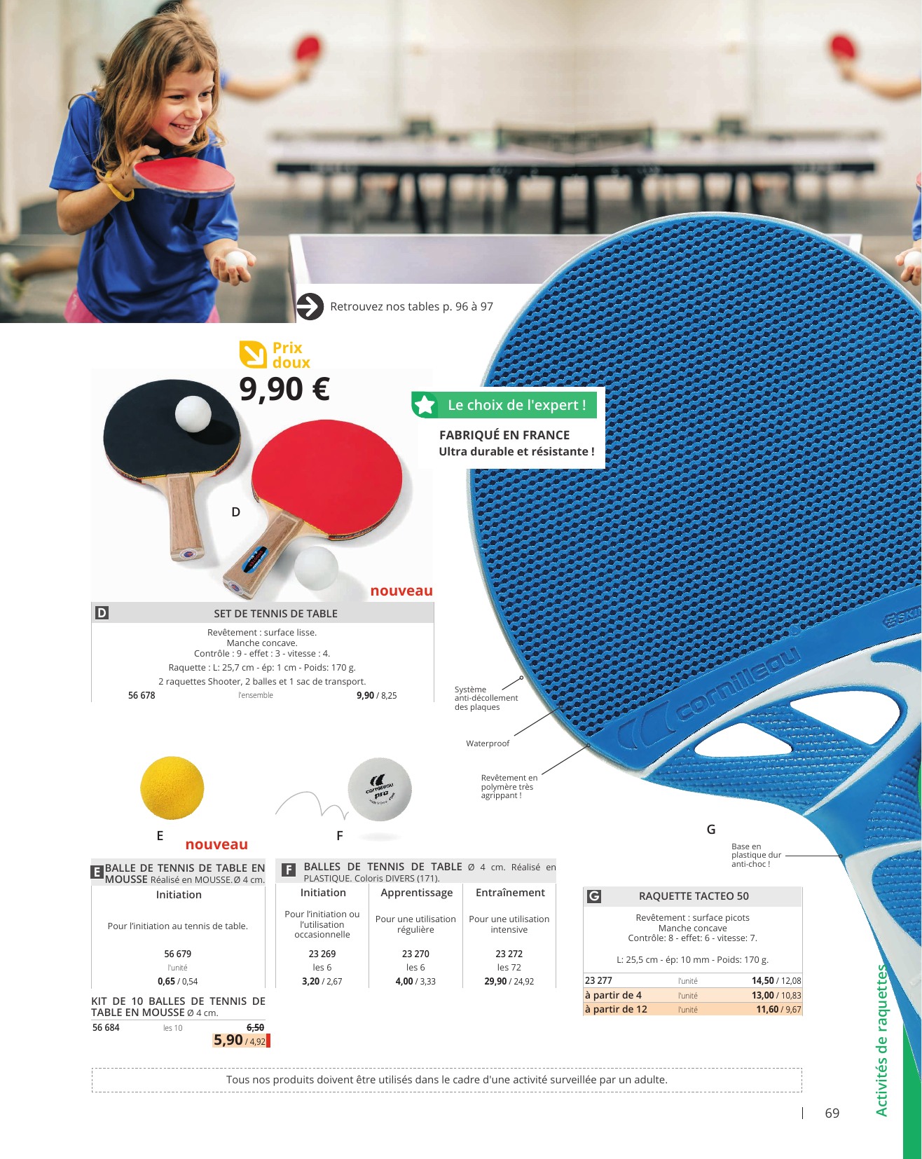 Balles de tennis de table Initiation - lot de 6 - wesco